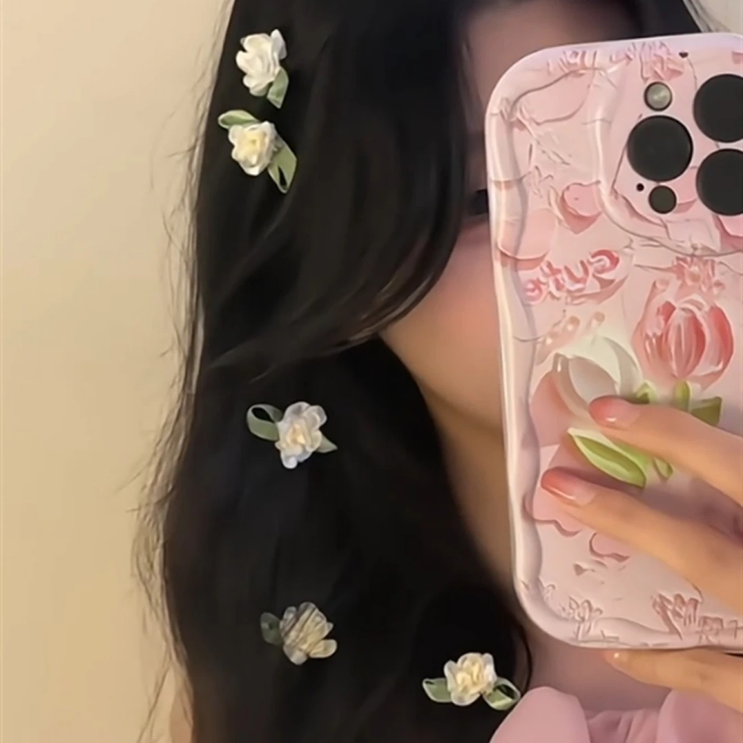 【工藤】甜美奶白超仙茉莉花发夹女森系鸭夹气质优雅少女夹子发饰