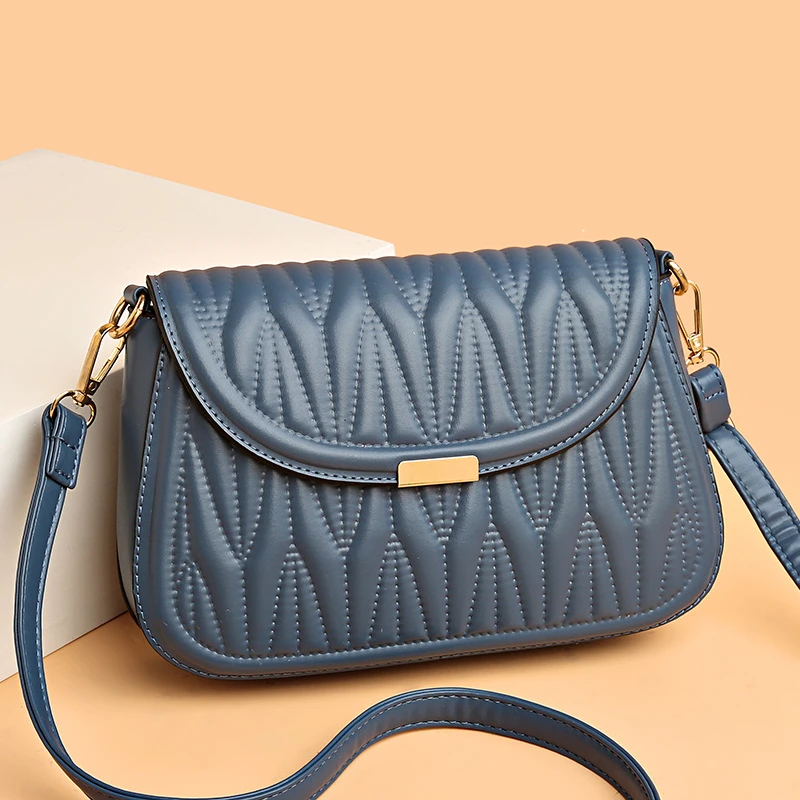 包包女士斜挎包高级感时尚褶皱绣线简约百搭包包女款爆款2025新款