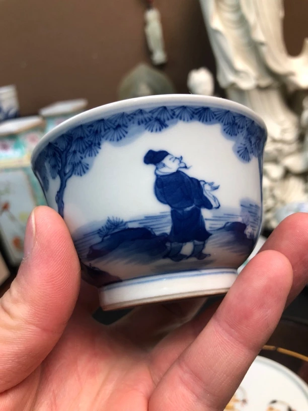 000116青花人物主人杯子