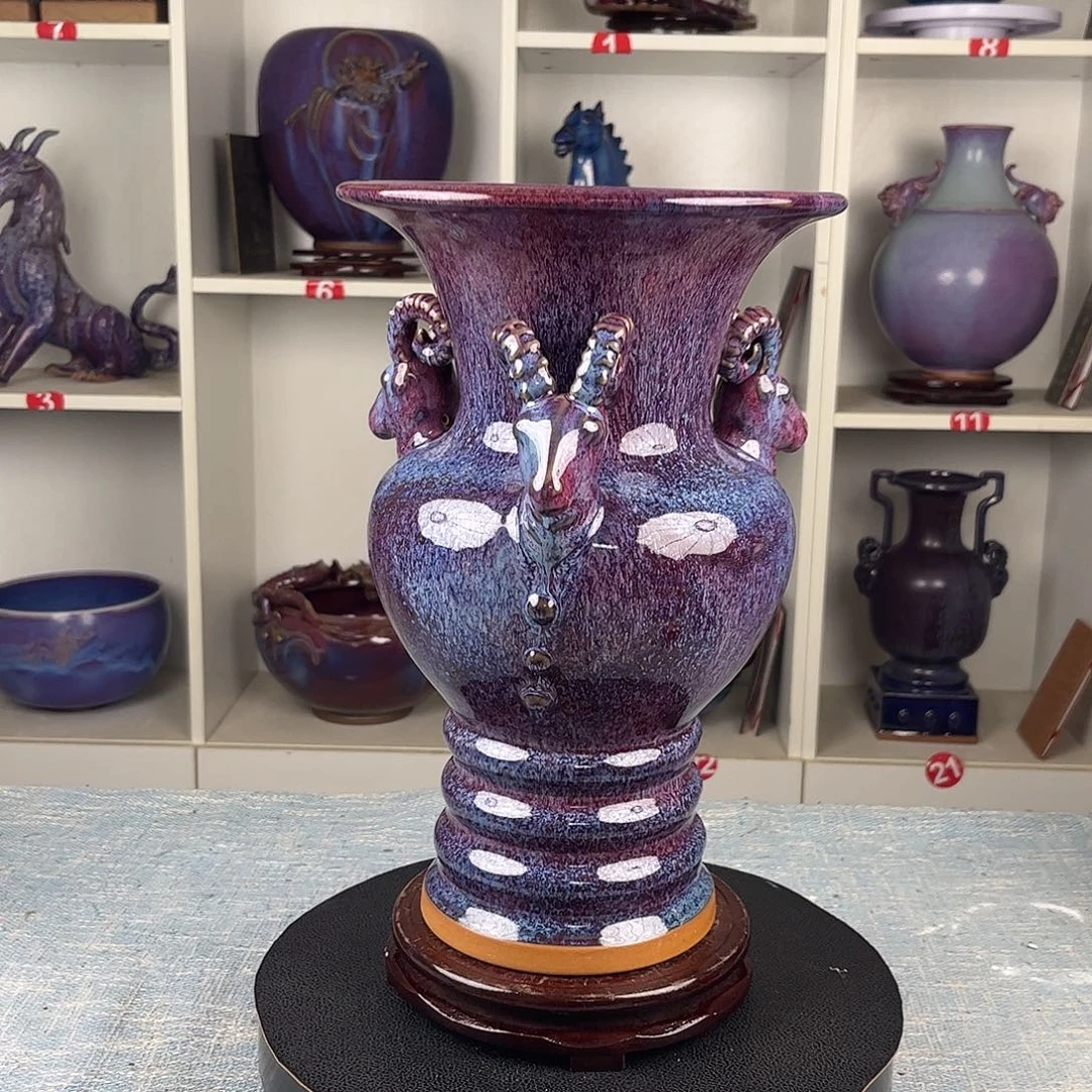 瓷片三羊开泰大师签字珍品