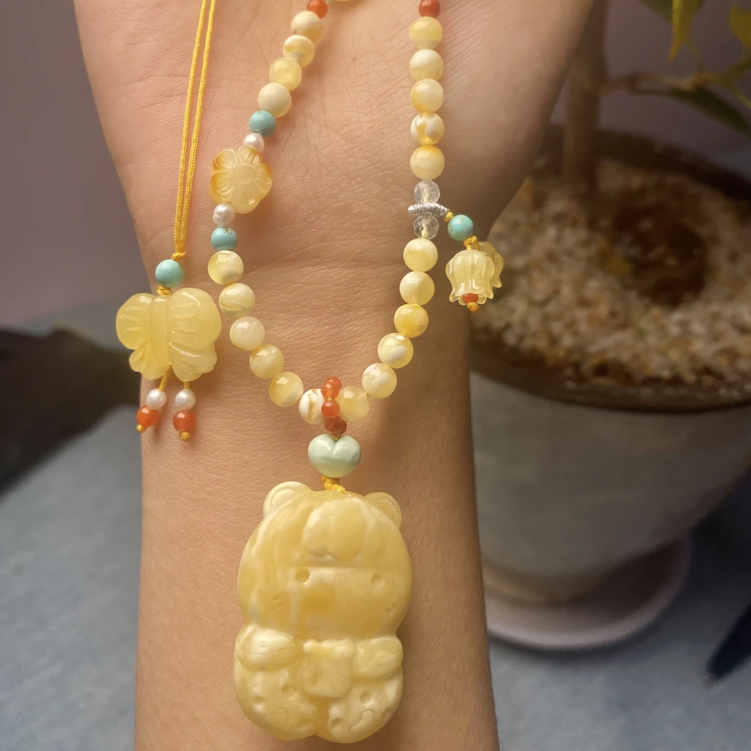 琥珀蜜蜡小猫项链2