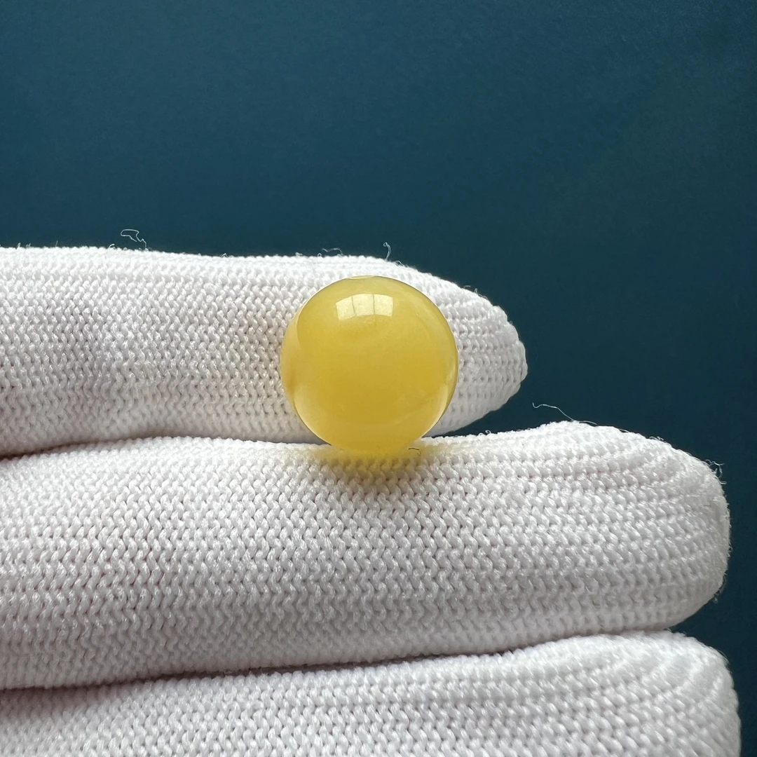 A1736 天然原矿蜜蜡 圆珠13.3mm 支持鉴定假一罚十