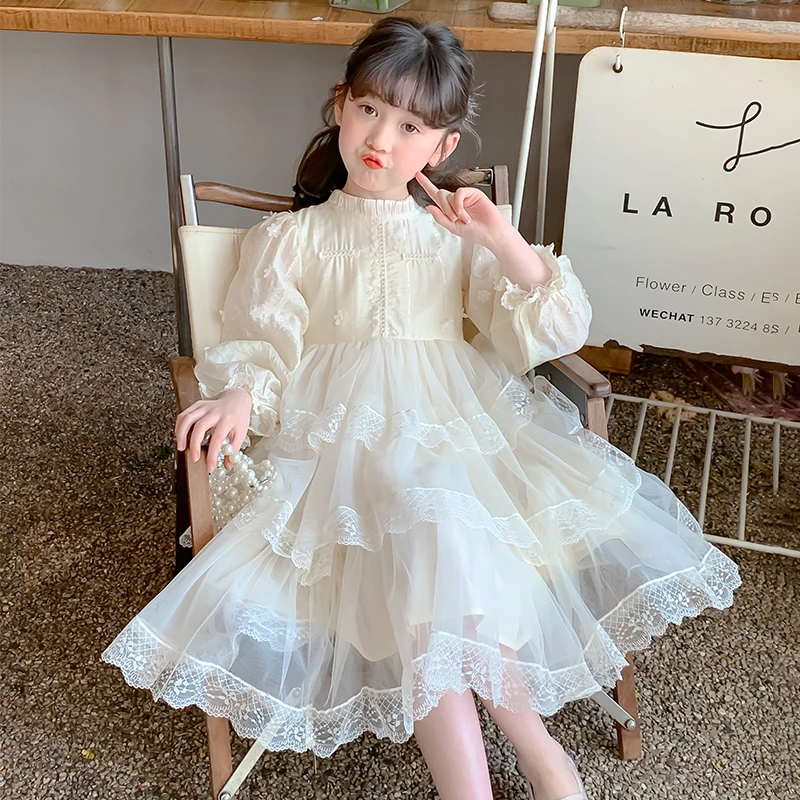 女童连衣裙2025春季新款儿童洋气白纱裙大童春装公主裙小香风裙子