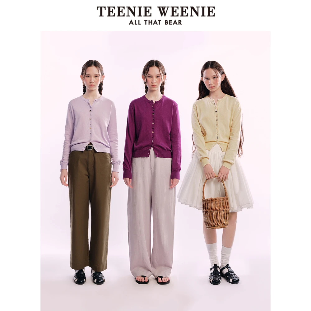 TeenieWeenie小熊女装毛针织衫25时髦多巴胺圆领开衫TTCK256418I