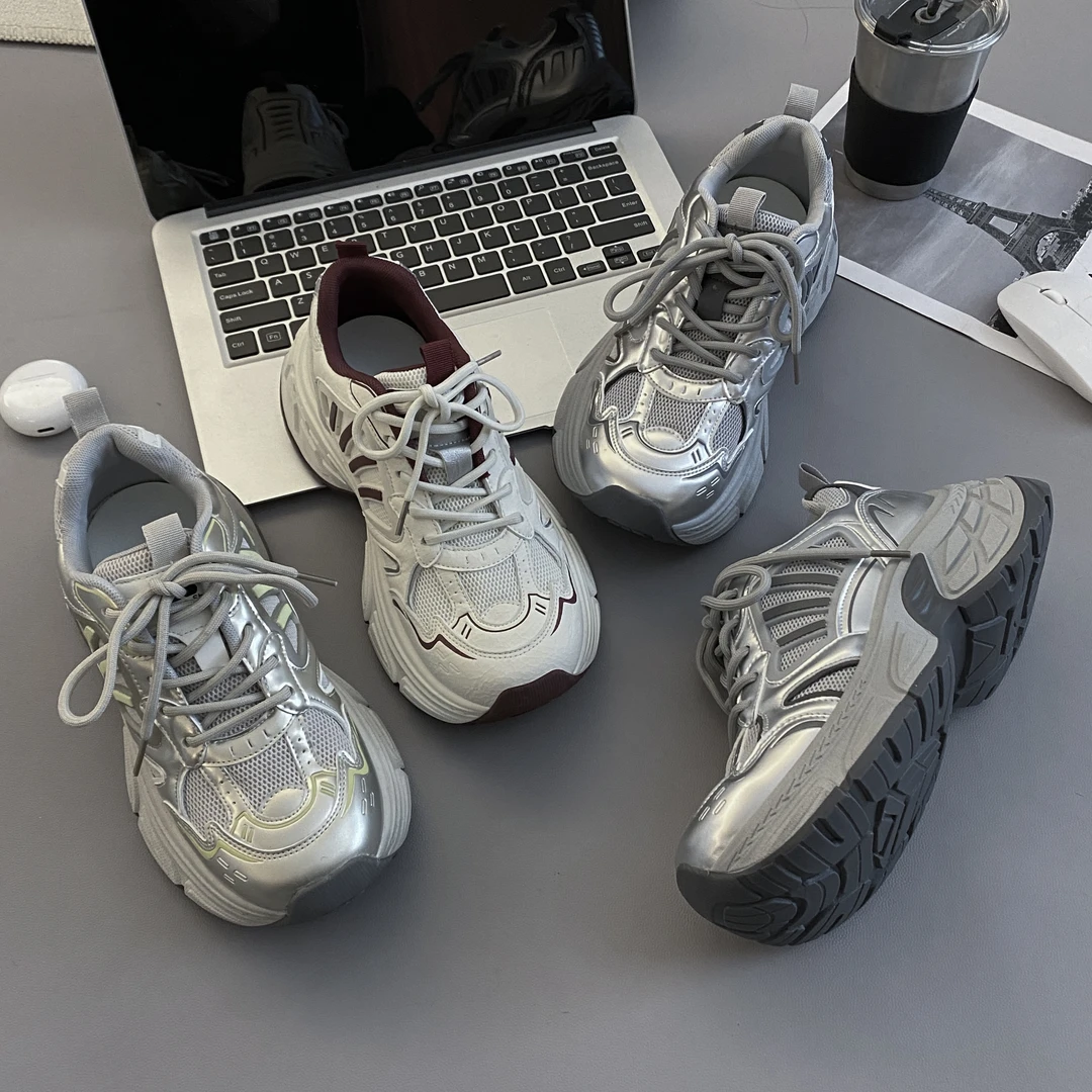 贾不假老爹鞋2025春季新款女鞋潮流复古时尚小个子厚底轻便休闲鞋