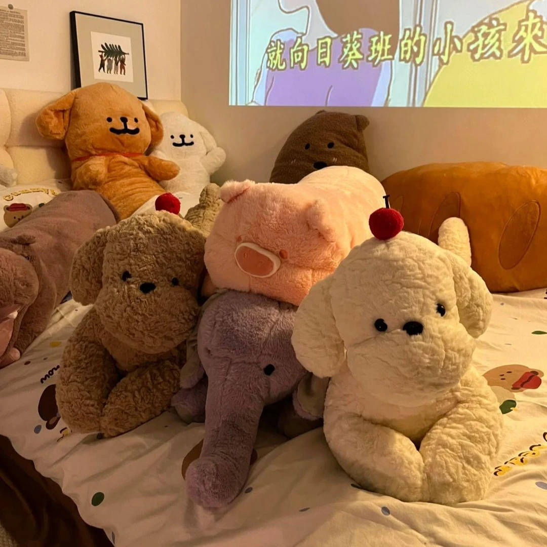 狗狗长条抱枕可爱河马公仔兔子毛绒玩具猫咪床上女生夹腿侧睡玩偶