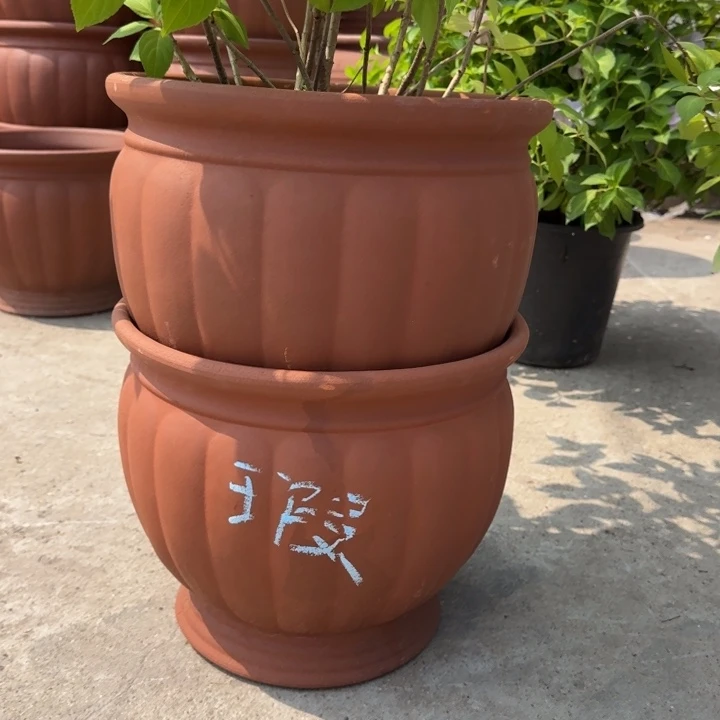 紫砂花盆口35高30宜兴紫砂瑕疵粗糙花泥