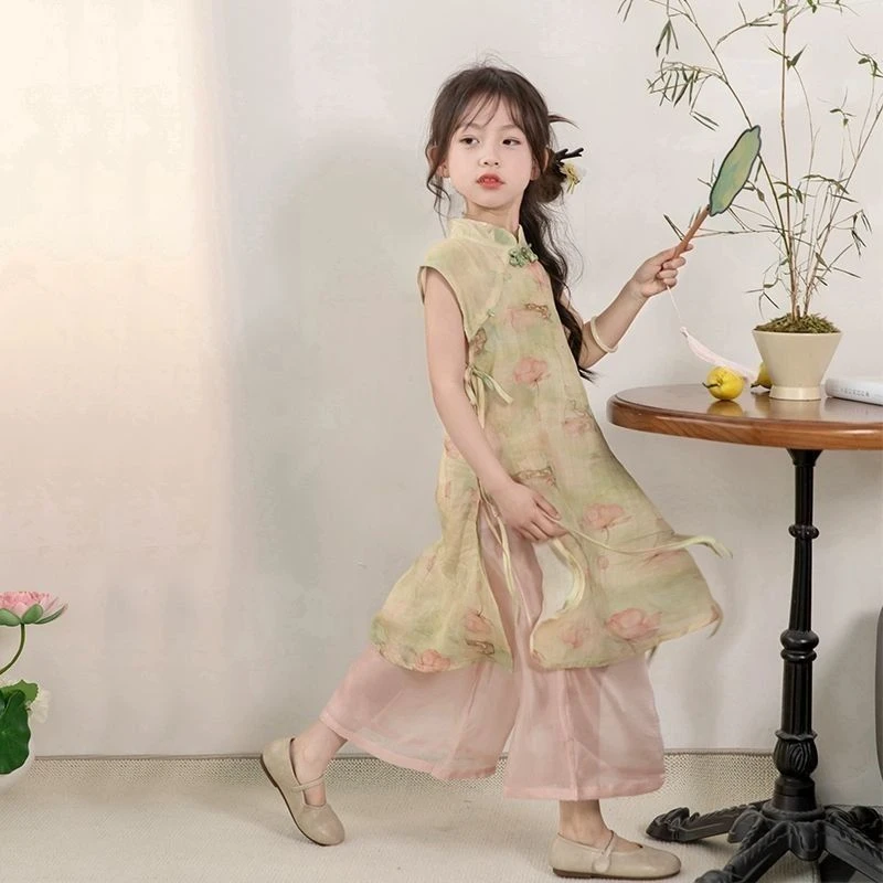 2208女童汉服裙旗袍裙裤子两件套裙