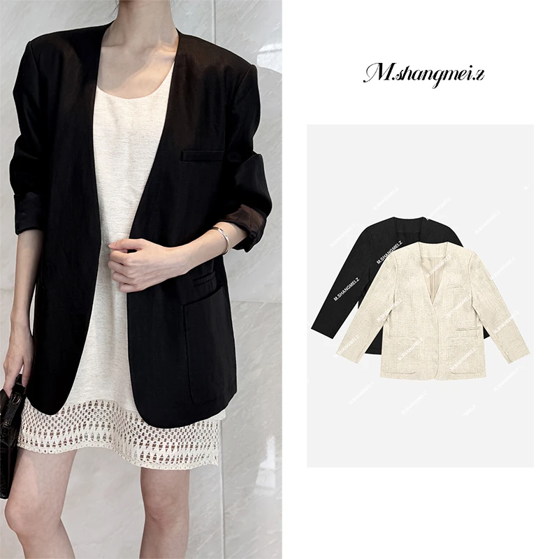 M.SHANGMEI.Z/沐熙【雅致之选】美大哥随性休闲时尚亚麻西装X032202