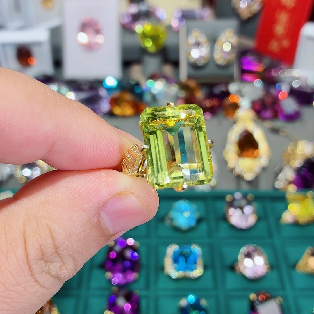 水晶珠宝半成品银S925镶嵌戒指