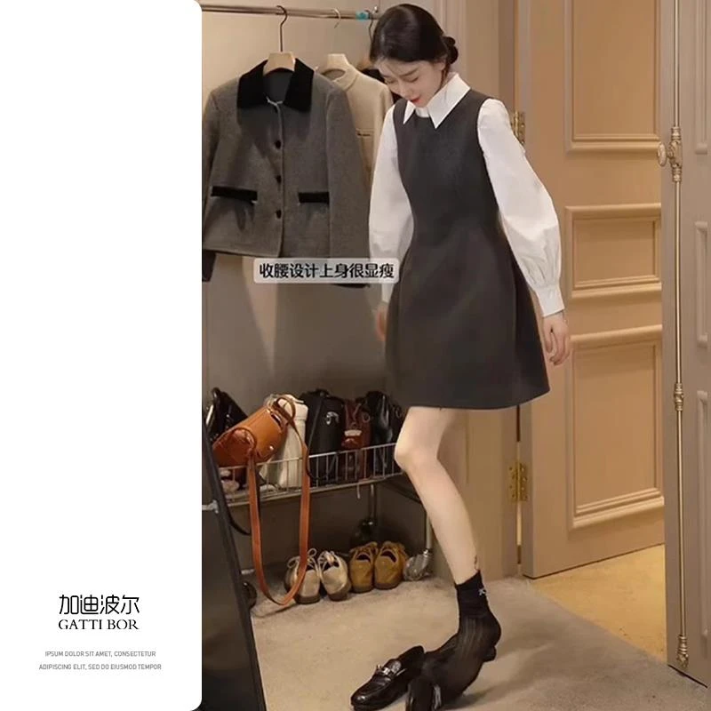 VOCKOO官方秋装女2025年新款法式连衣裙子学院风开秋韩系穿搭一整