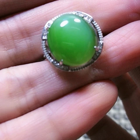 和田玉戒指银S925镶嵌