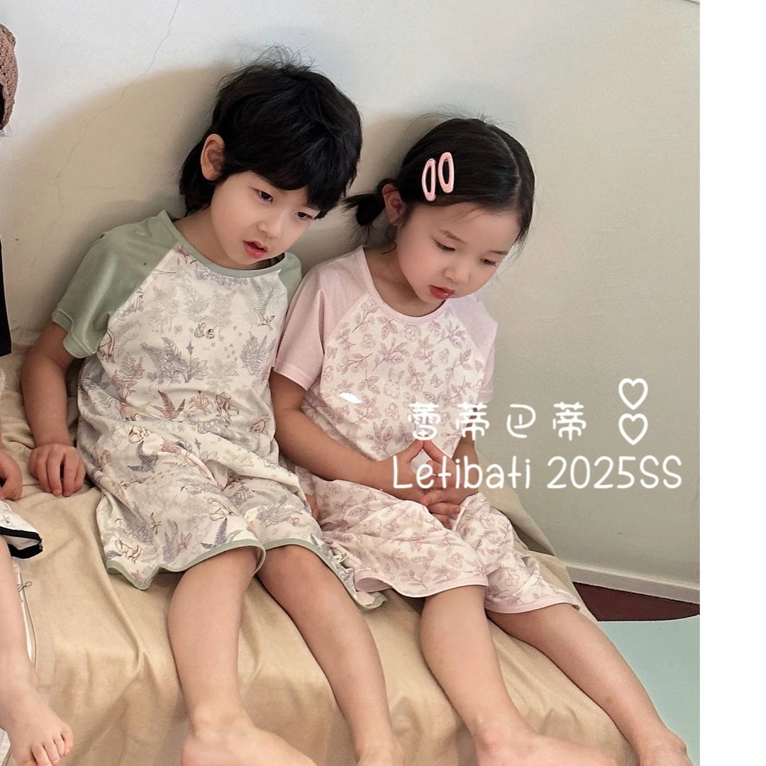 【睡袋】兰精莫代尔夏款短袖睡袋居家服无感印花儿童森系服装