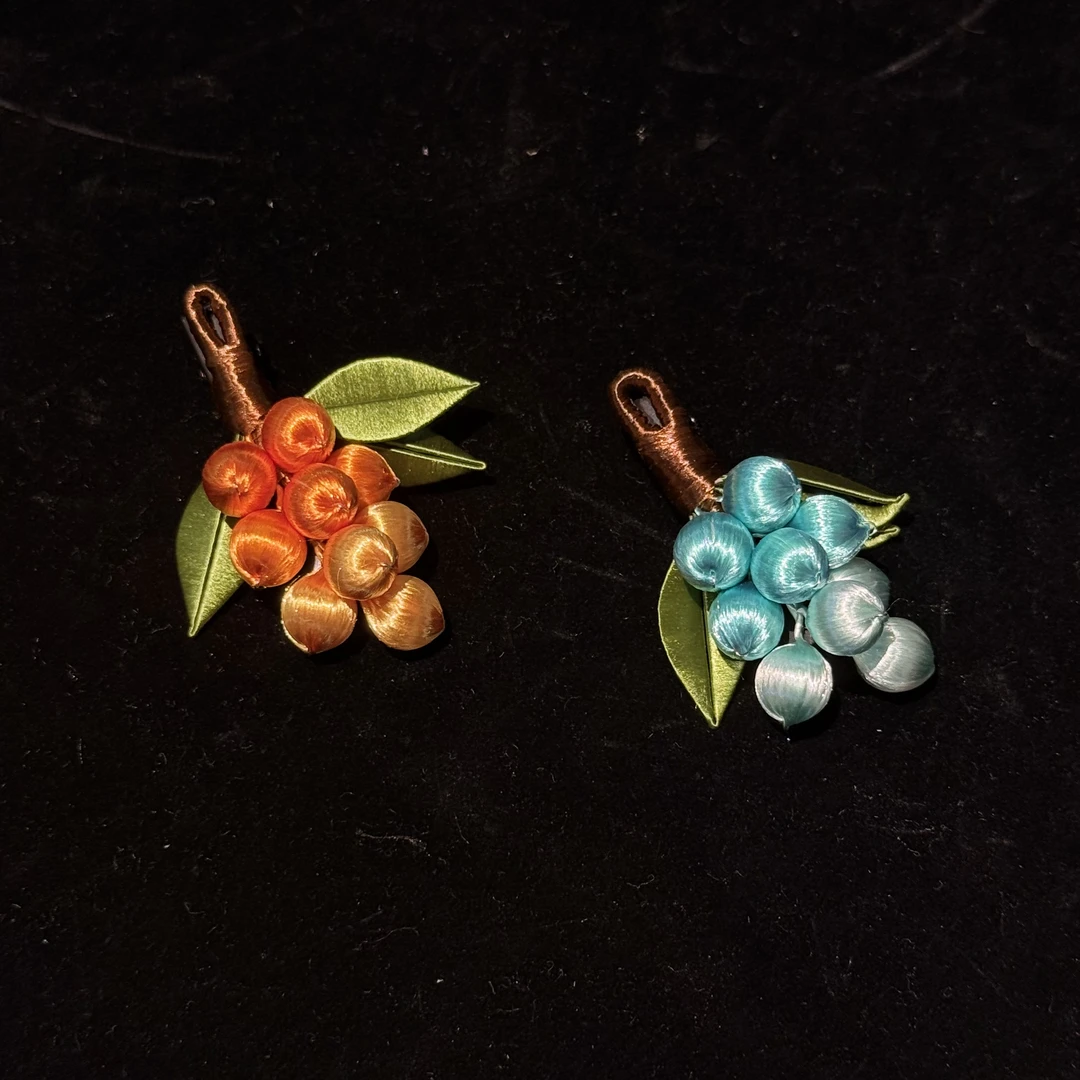 葡萄缠花边夹 缠花非遗手工绒花边夹日常百搭头饰发饰
