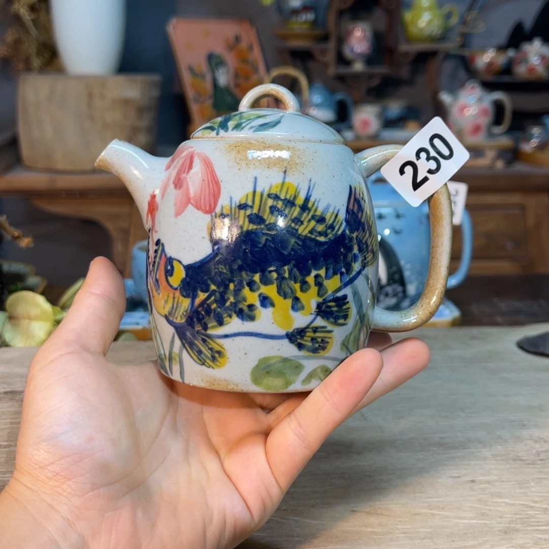 壶素浅陶瓷手工手绘