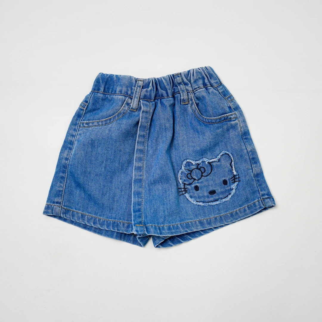 女宝夏韩版卡通风套装中裤百搭中小童时尚牛仔短裤