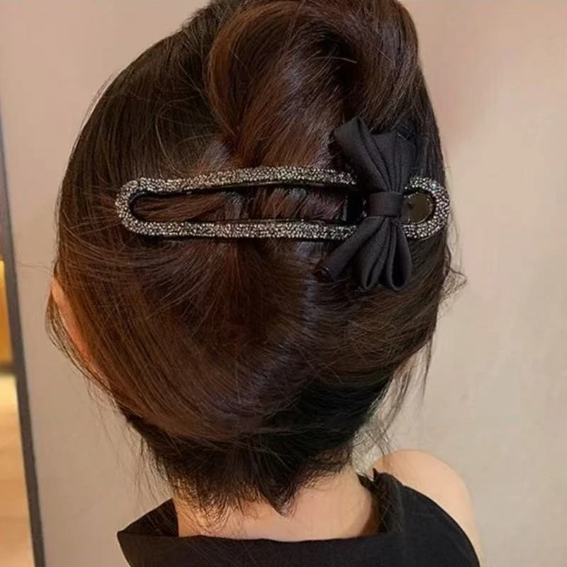新款镶钻一字夹高端抓夹女网红后脑勺懒人夹盘发夹鸭嘴夹发饰