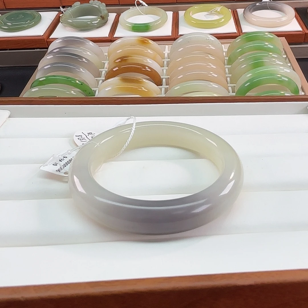 和田玉未镶嵌手镯57仙气紫