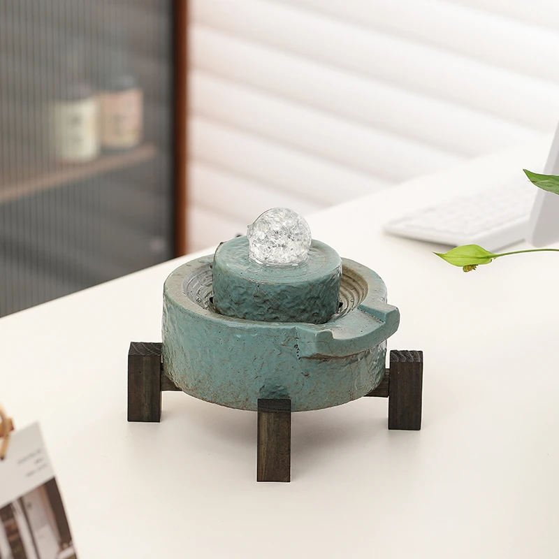 时来运转循环流水生财摆件办公室客厅茶几桌面装饰招财风水球礼品