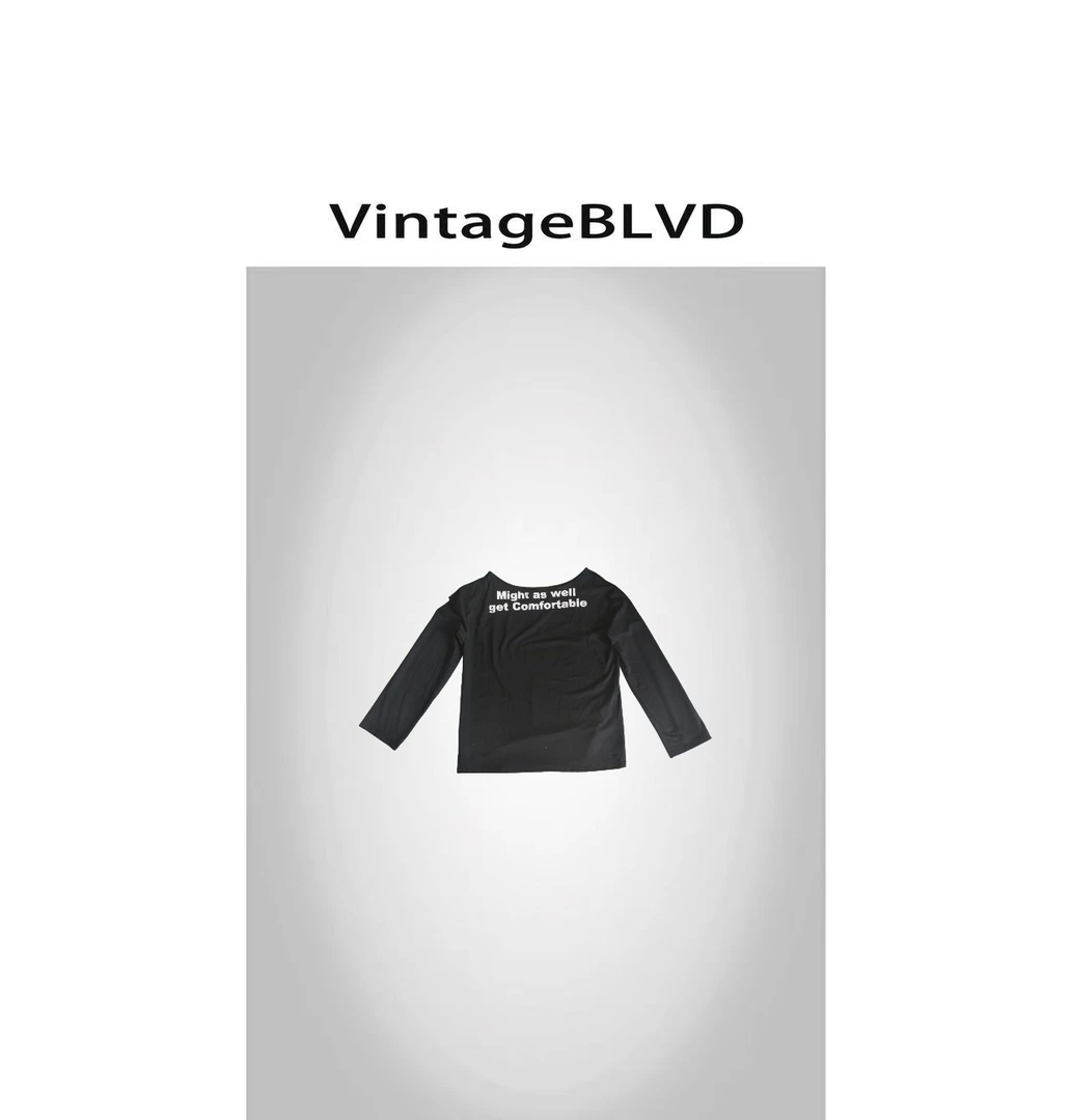 【奥莉】2025春夏:新款小众设计师韩版显瘦宽领字母长袖T恤9046