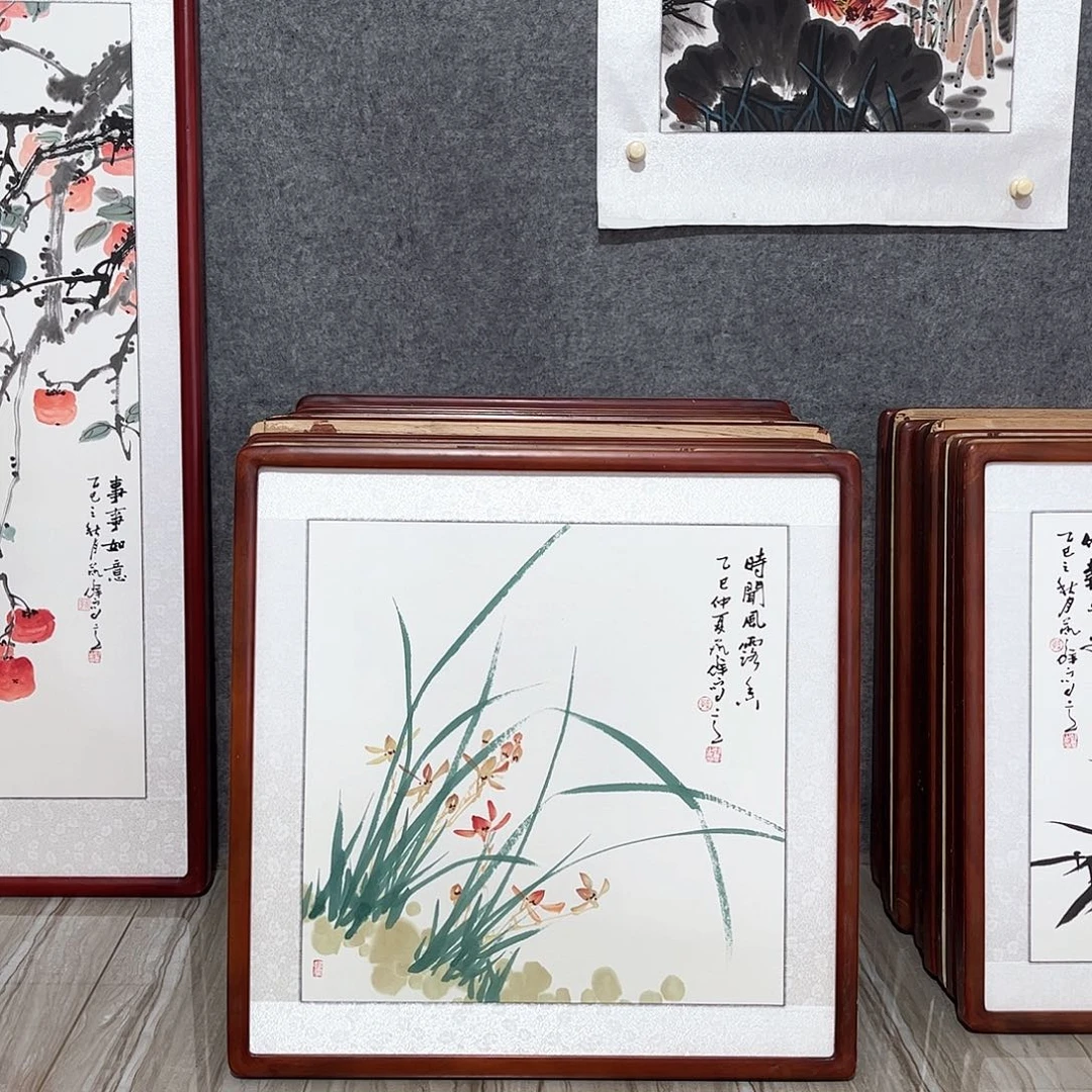 国画书画作品带框63×63