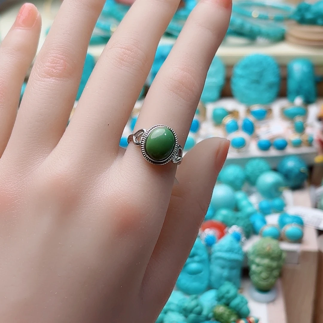 绿松石银S925镶嵌戒指