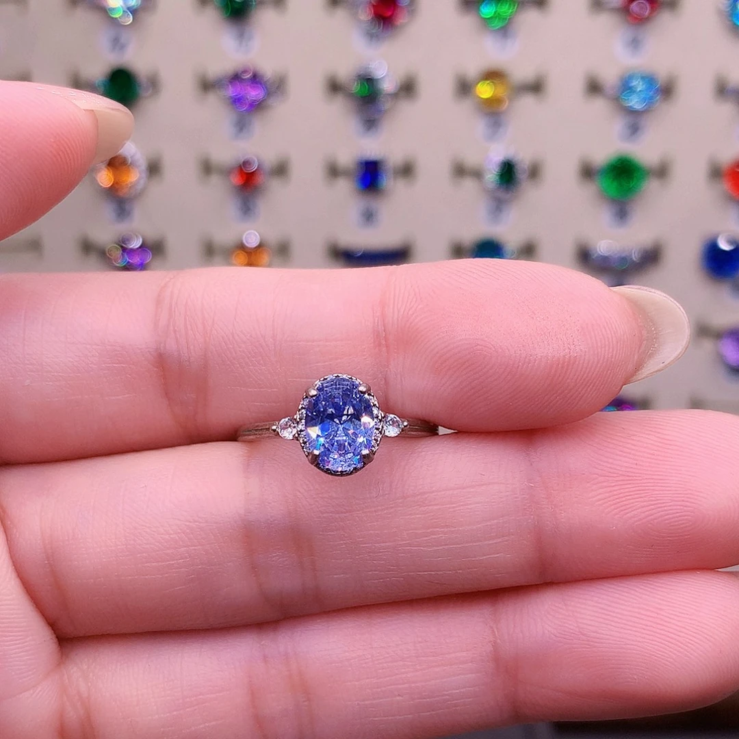 银S925镶嵌蓝宝石戒指