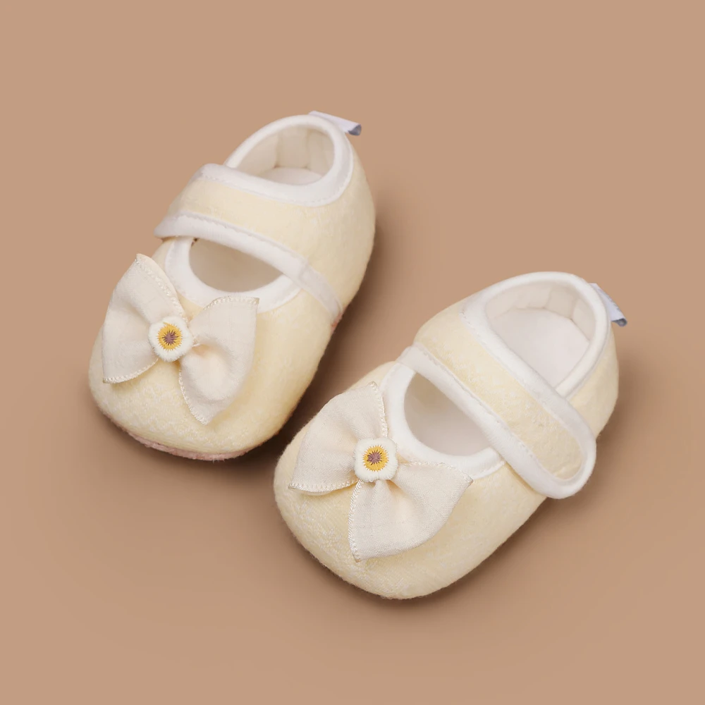 0-6-12月纯色蝴蝶结公主鞋女童春秋学步鞋鞋子透气防滑婴儿鞋单鞋