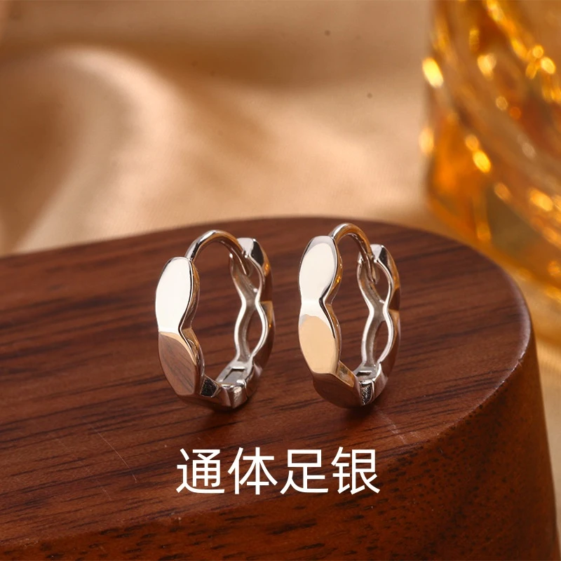 足银耳饰 999纯银耳扣高级设计简约小众轻奢百搭足银耳圈耳饰
