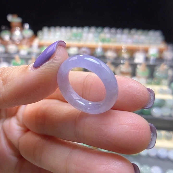 翡翠未镶嵌戒指10号冰紫