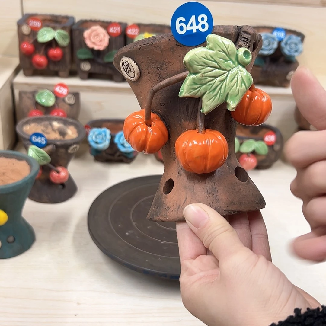 紫砂花盆648微瑕号内囗9.5外13