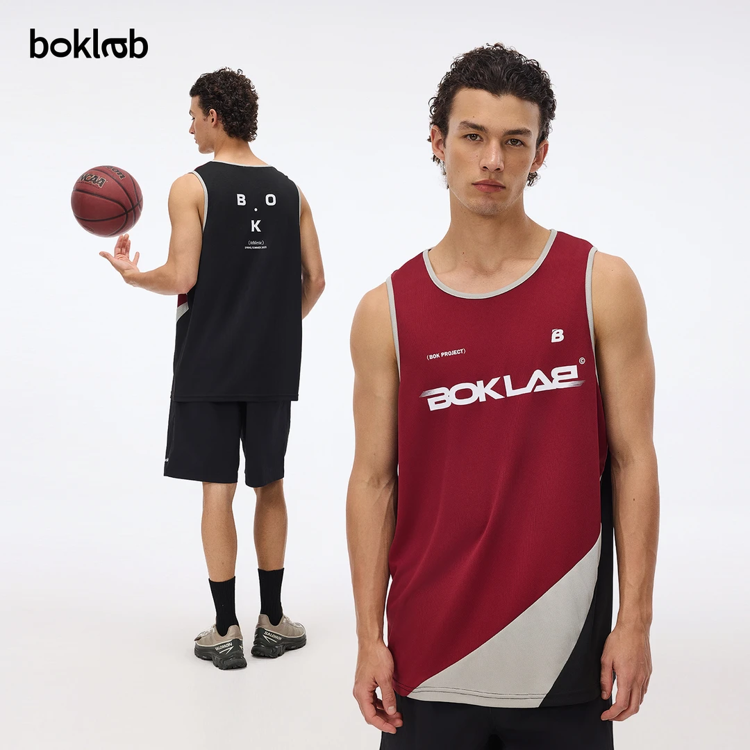 BOKLAB夏季美式复古篮球运动背心男速干健身跑步训练服上衣宽松