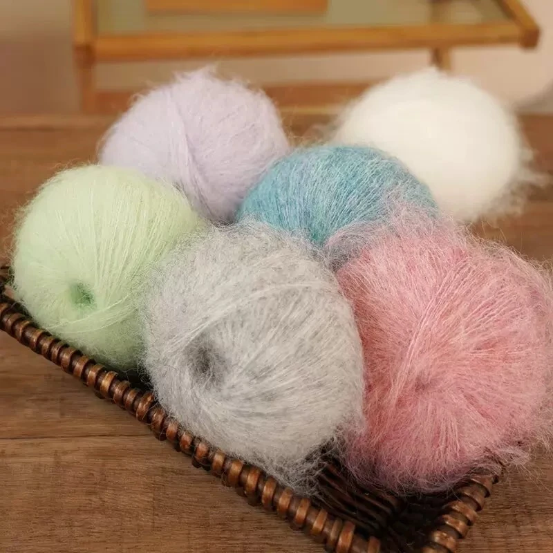 川彩南非长毛马海毛线手工编织真丝细毛线diy毛衣围巾披肩抗起球