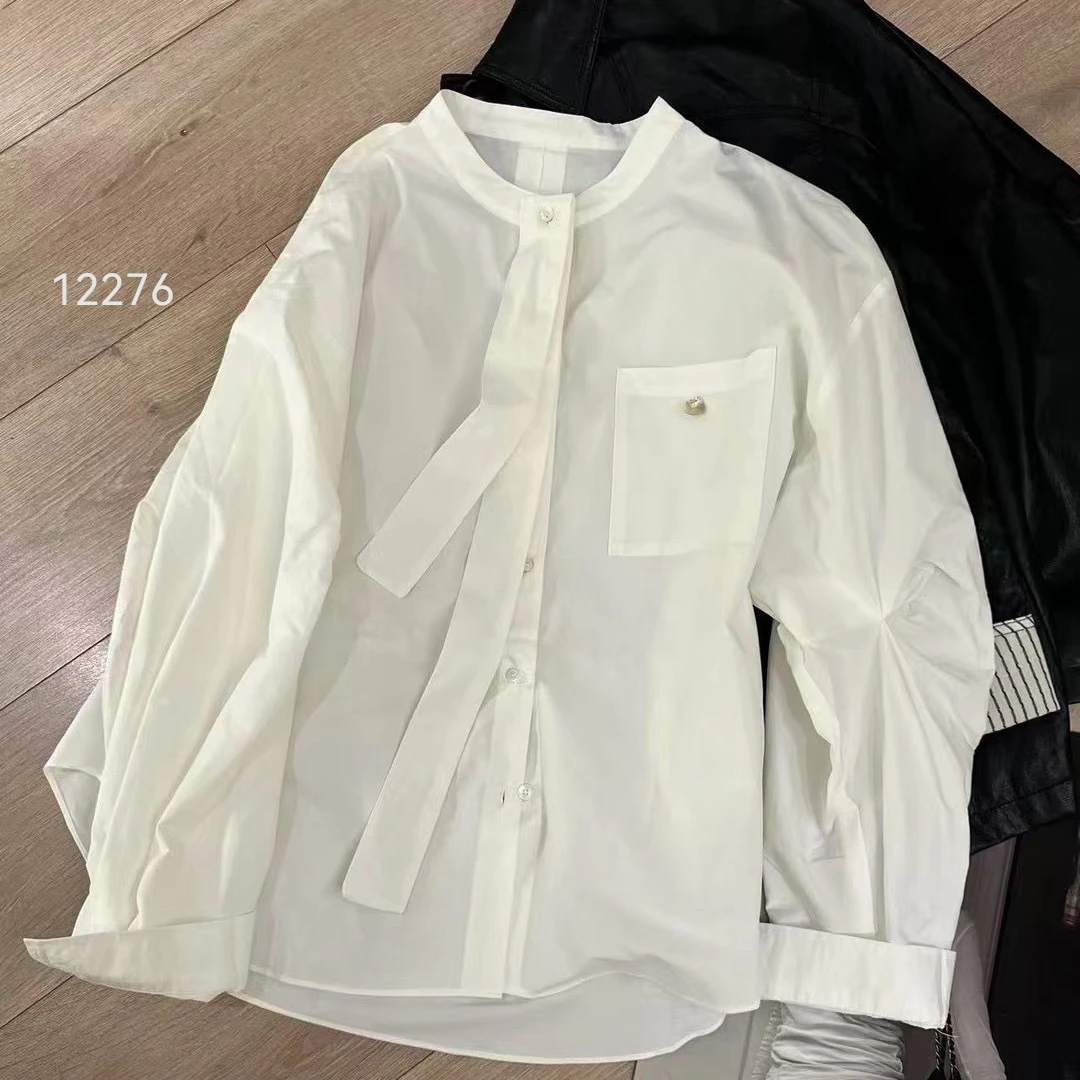 12276 WANGDAN  新款圆领可拆卸领带衬衣