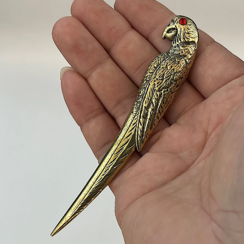 黄铜鹦鹉茶刀复古风家用茶锥创意茶宠装饰