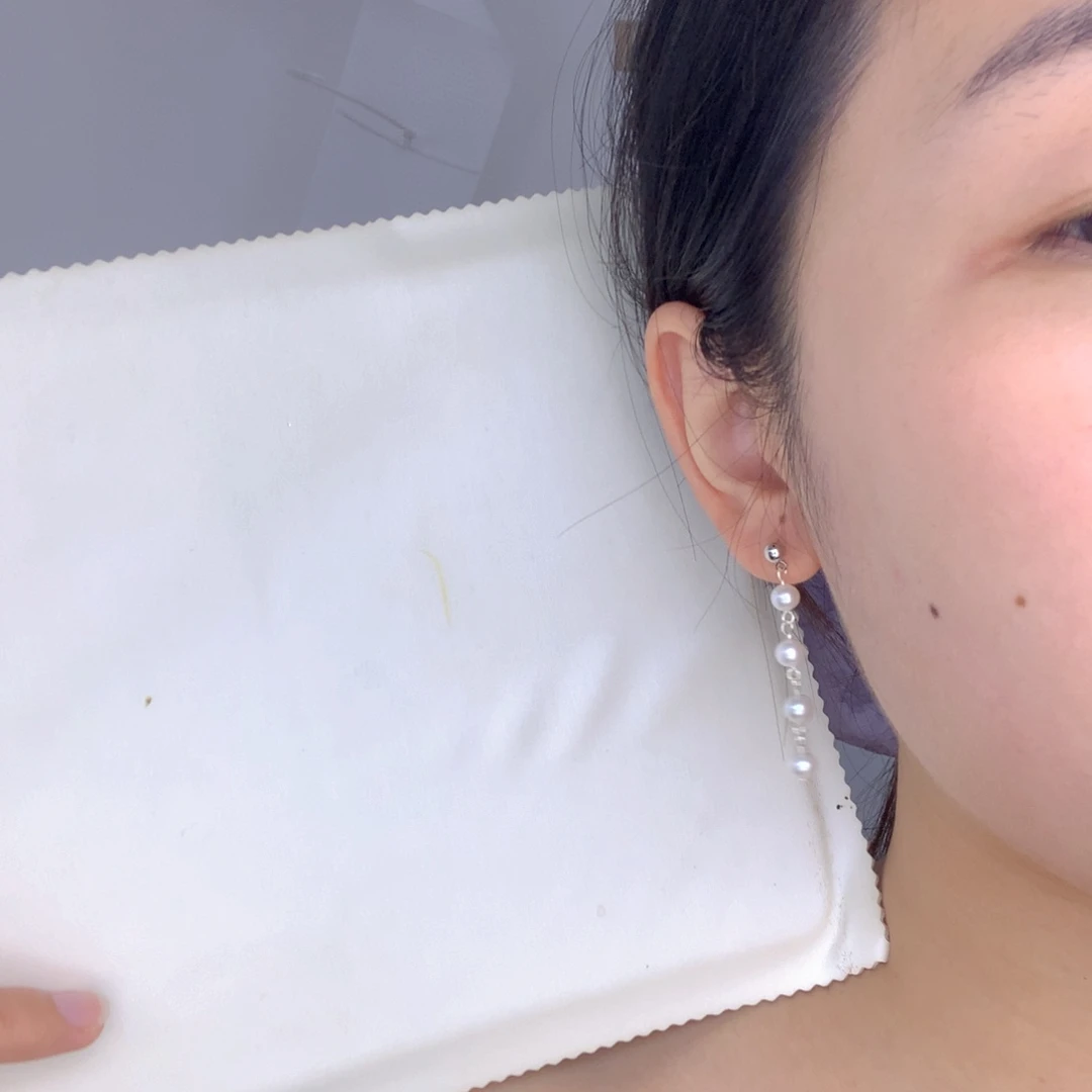 银S925镶嵌淡水珍珠耳饰