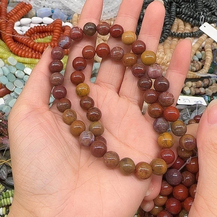 玛瑙/玉髓合金珠宝半成品战国红玛瑙8mm一条