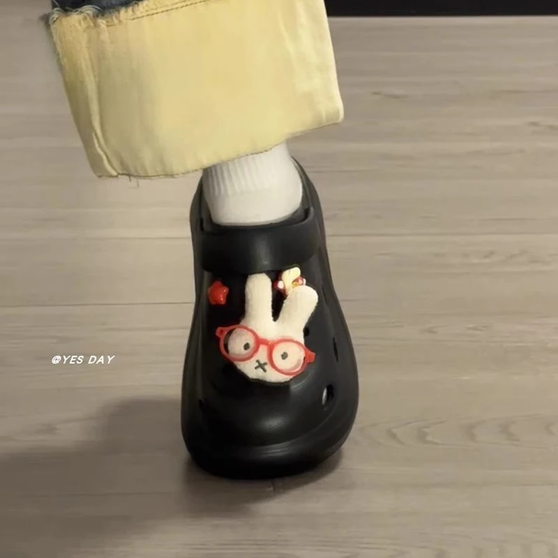 时尚爆款可爱时尚少女心米菲兔洞洞鞋女2025新款夏季小个子凉拖鞋