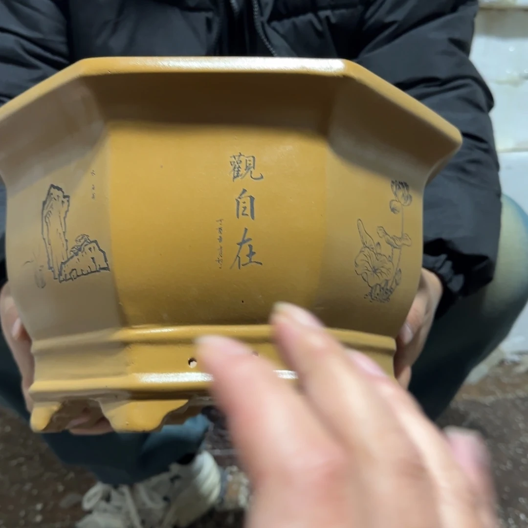 紫砂花盆口径27 25高度16厘米