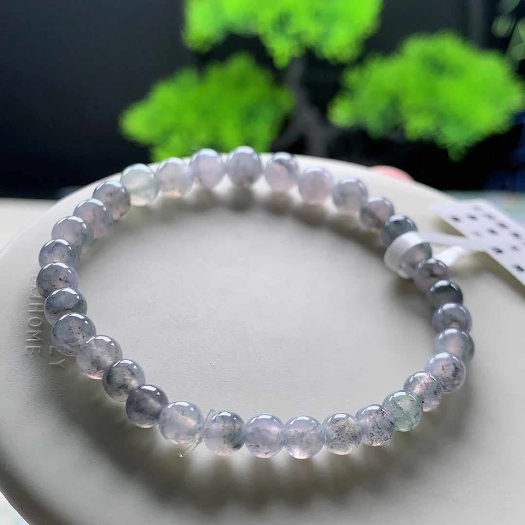 纯天然缅甸A货翡翠起冰渐变钢乌鸡卡5mm~6.6mm