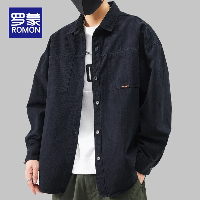 罗蒙工装衬衫男款2025新款男士春季休闲潮牌男春秋款时尚百搭衬衣