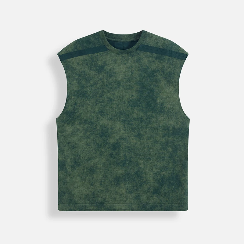 sitalence做旧款毛边落肩背心男士新款时尚休闲夏季无袖百搭款