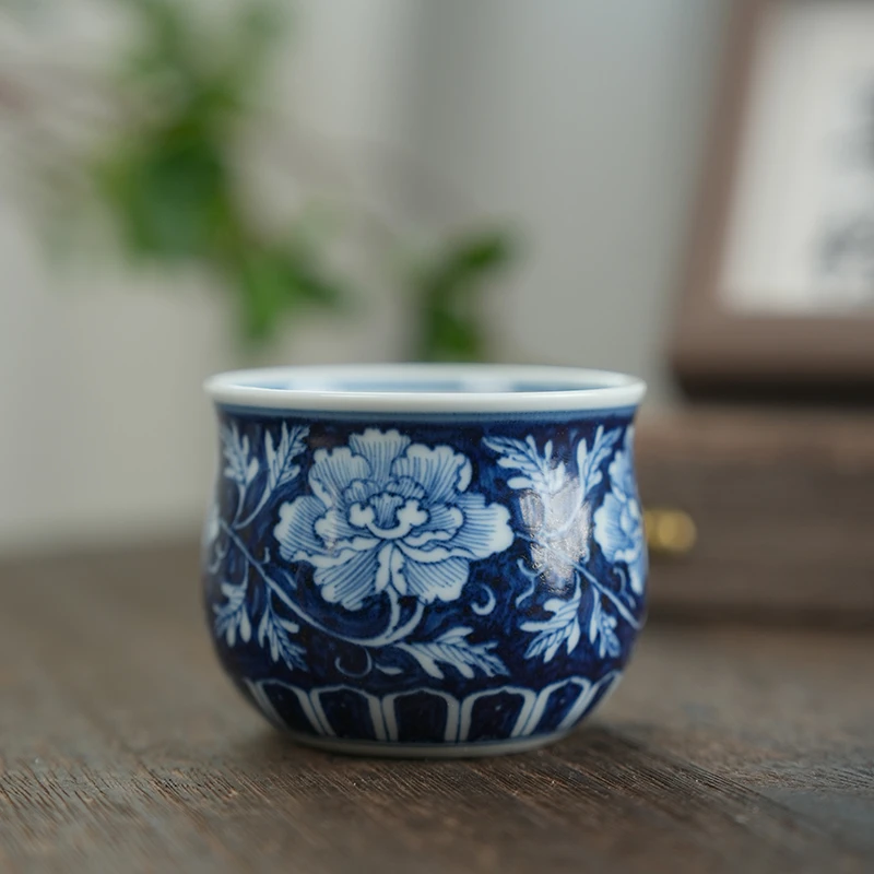 蓝地牡丹圆融杯 145cc（moshe538）