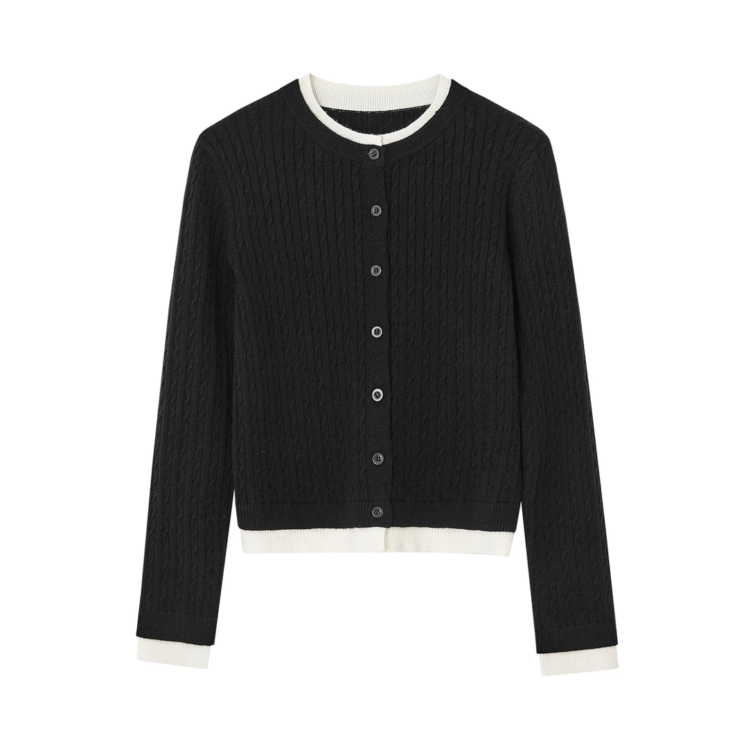 【臻臻专属】朗文斯汀时尚气质撞色针织开衫DZMZ4511C09559