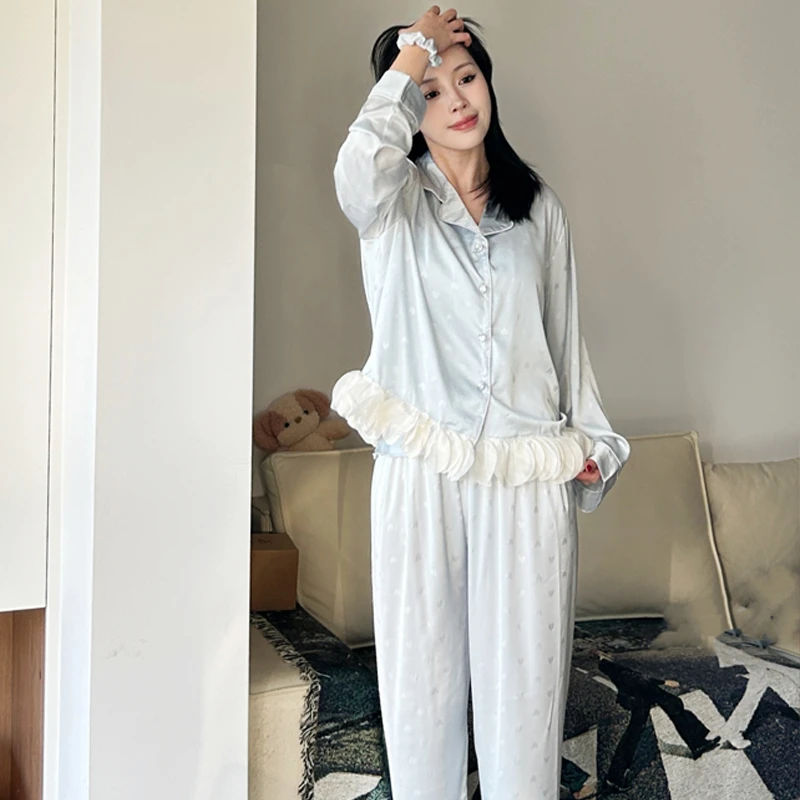 【5件套】冰丝睡衣女款2025新款带胸垫套装女士性感睡衣高级感