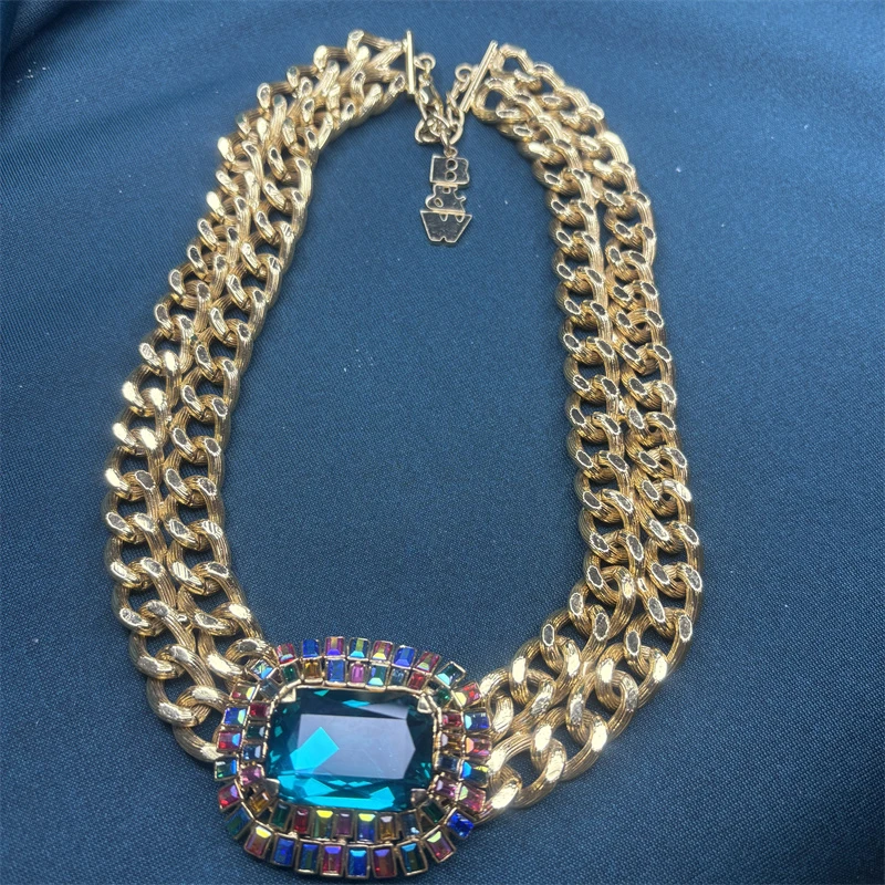 合金项链 BW2000蓝色大冰糖项链2-4【2070319-031】