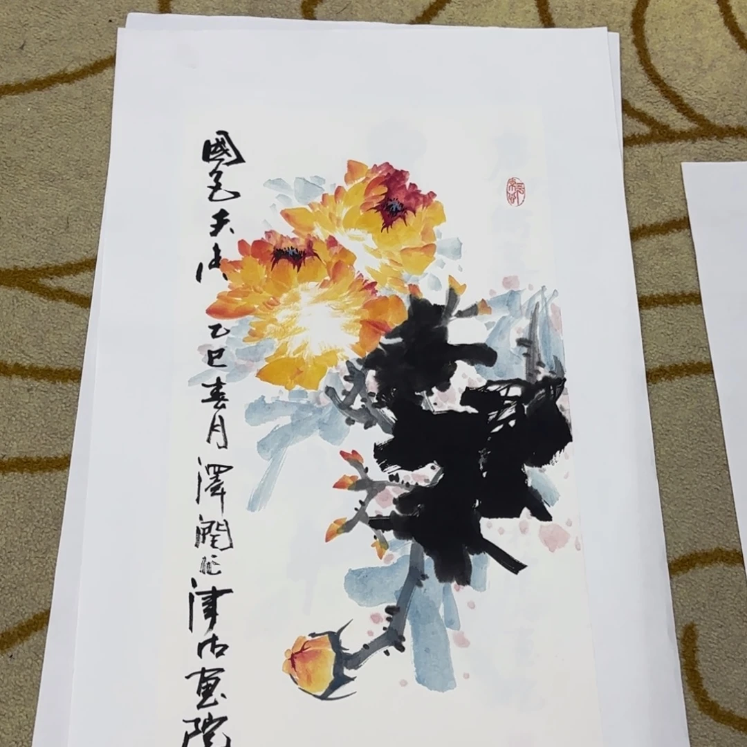 国画四尺四开花鸟作品艺