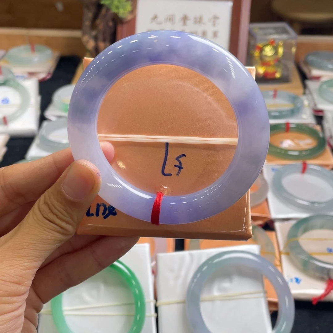 翡翠手镯未镶嵌57胖圆妖紫
