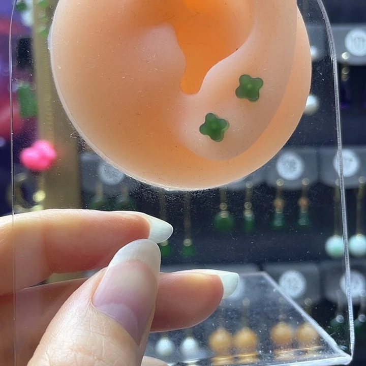 银S925镶嵌和田玉耳饰