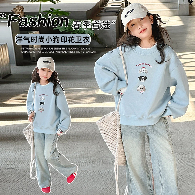 女童假两件卫衣春秋2025新款儿童春装洋气时髦女孩女大童春季上衣